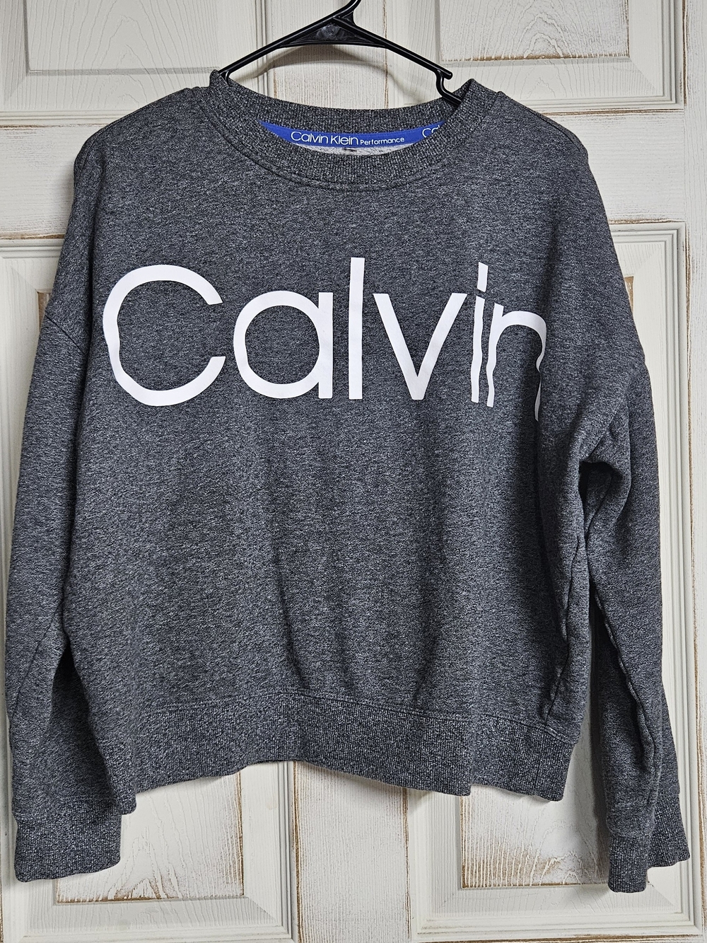Calvin Klein Women’s Charcoal Gray Logo Crewneck Sweatshirt